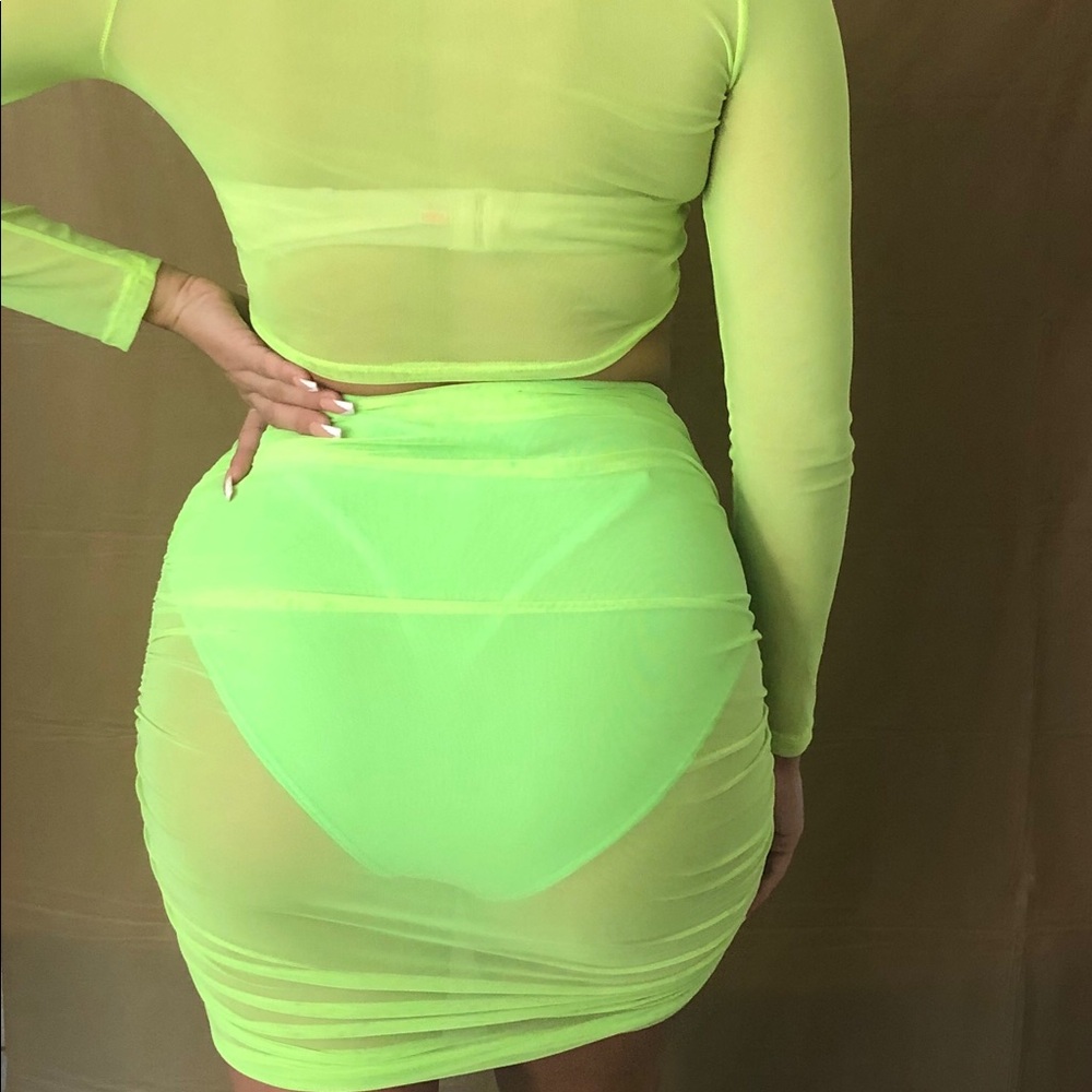 Lime green skirt set
